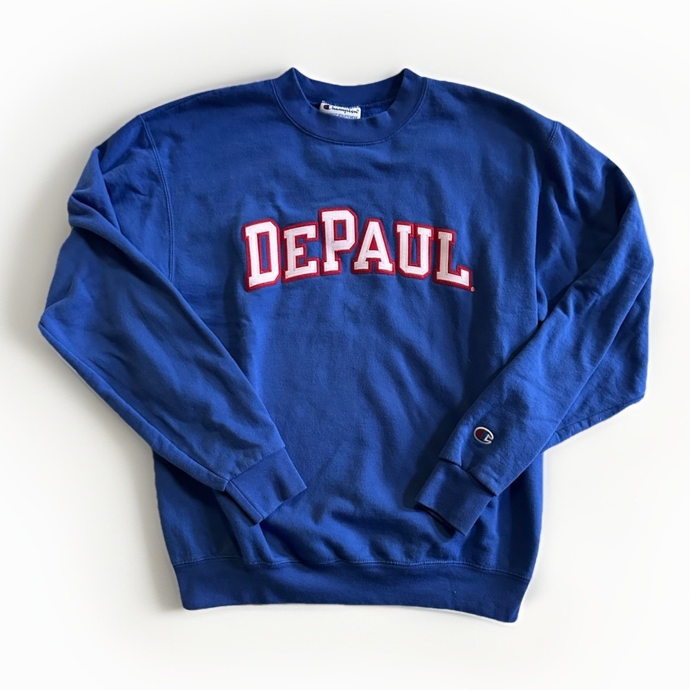 DePaul Blue Demons Sweatshirt‎ Mens Medium Embroidered Champion Crewneck NCAA